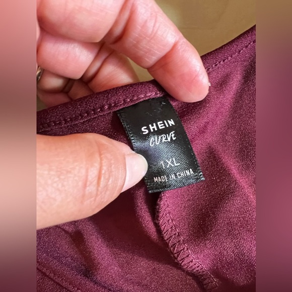 Shein curve - Long Dress - Ruffle Sleeve - Red wine - 1XL maxi dress polyester - Picture 12 of 16